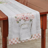 Farmhouse Peonies Tailored Valance and Table Linens - Multi